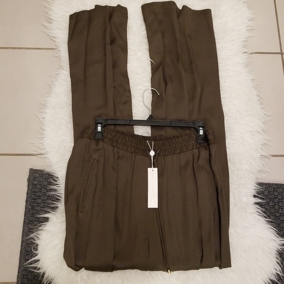 💕TRINA TURK💕 Adonia Wide-Leg Palazzo Pants Olive Green Large L NWT - Picture 7 of 8